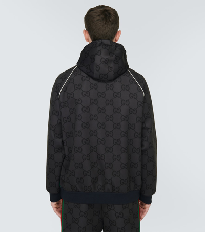 Gucci Gg Technical Fabric Hooded Jacket In Grey
