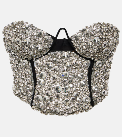 Shop Area Crystal-embellished Corset Top In Silver