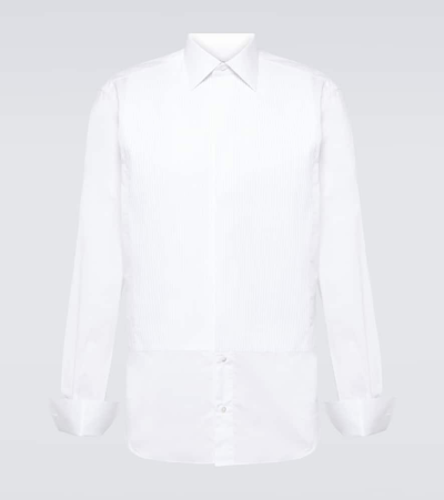 Shop Brioni Cotton Oxford Shirt In White
