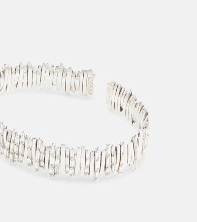 Shop Suzanne Kalan 18kt White Gold Cuff Bracelet With Diamonds In Metallic