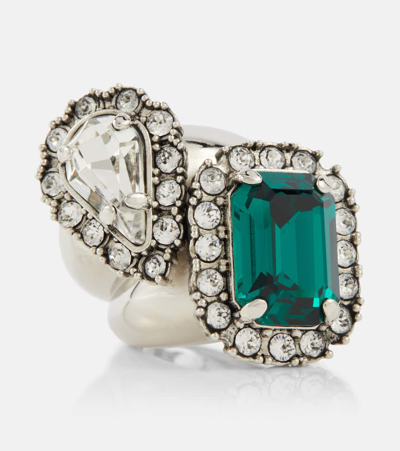 Shop Saint Laurent You & Me Crystal-embellished Ring In Multicoloured
