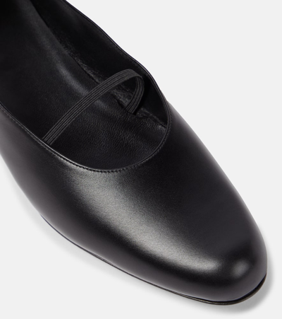 The Row Marion Leather Ballerina Loafers In Black