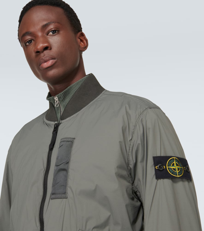Shop Stone Island Compass Bomber Jacket In Green