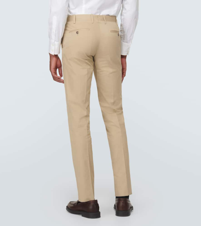 Shop Lardini Straight Cotton Pants In Beige