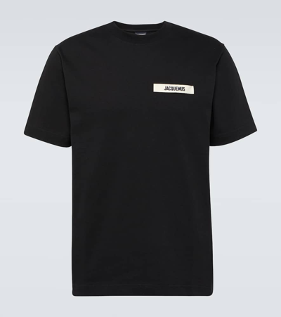 Shop Jacquemus Le T-shirt Gros Grain Cotton T-shirt In Black