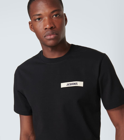 Shop Jacquemus Le T-shirt Gros Grain Cotton T-shirt In Black