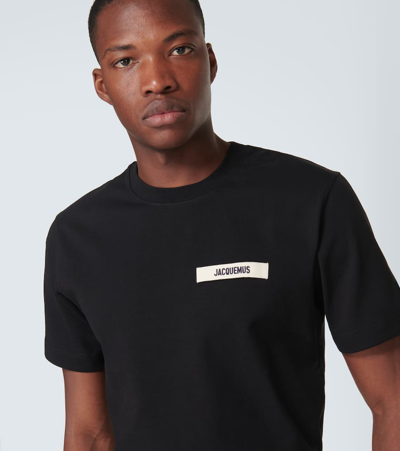 Jacquemus Le T-shirt Grosgrain Cotton Logo T-shirt In Black