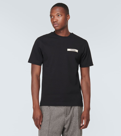 Shop Jacquemus Le T-shirt Gros Grain Cotton T-shirt In Black