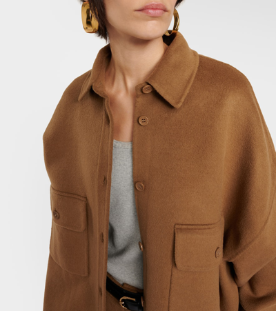 Shop The Frankie Shop Dallas Wool-blend Overshirt In Brown