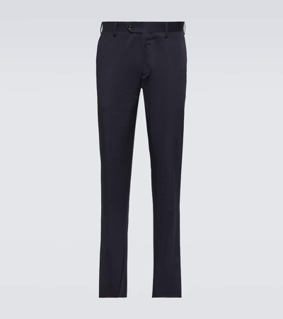 Shop Lardini Straight Cotton Pants In Blue