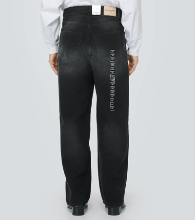 Shop Balenciaga Size Sticker Wide-leg Jeans In Black