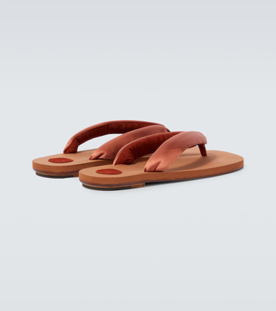 Shop Dries Van Noten Satin Thong Sandals In Brown