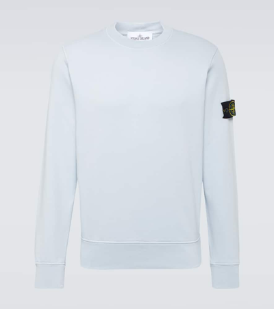 Shop Stone Island Compass Cotton Fleece Sweatshirt In Blue