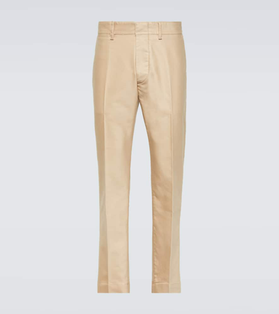 Shop Tom Ford Military Cotton Chinos In Beige