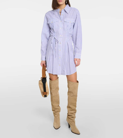 Shop Marant Etoile Liliane Striped Poplin Shirt Dress In Multicoloured