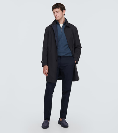 Brioni Technical Car Coat In Blue