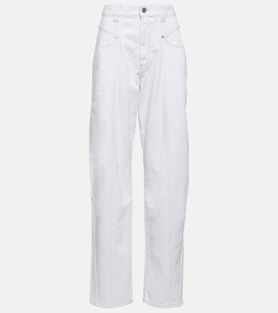 Shop Isabel Marant Vetan High-rise Wide-leg Jeans In White