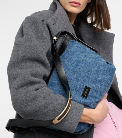Shop Isabel Marant Leyden Small Denim Shoulder Bag In Blue
