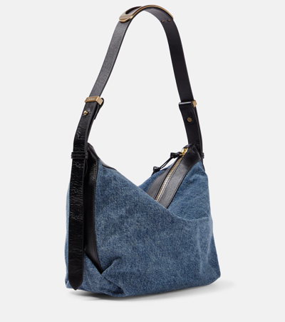 Shop Isabel Marant Leyden Small Denim Shoulder Bag In Blue