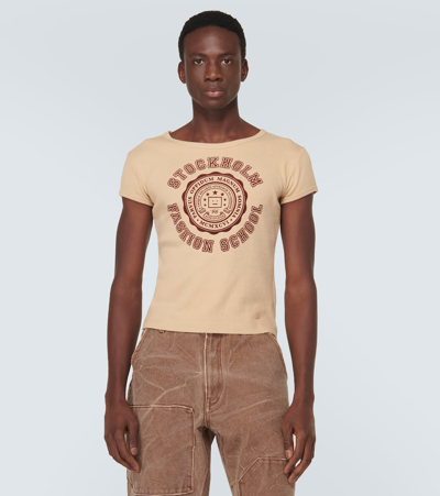 Shop Acne Studios Printed Cotton Jersey T-shirt In Brown