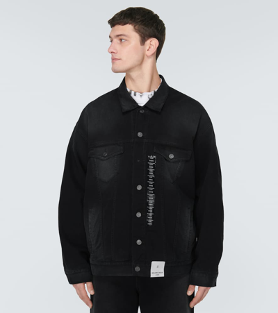 Balenciaga Size Sticker Oversized Denim Jacket In Black