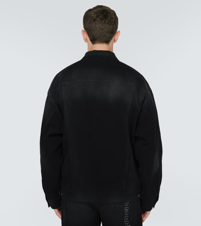 Balenciaga Size Sticker Oversized Denim Jacket In Black