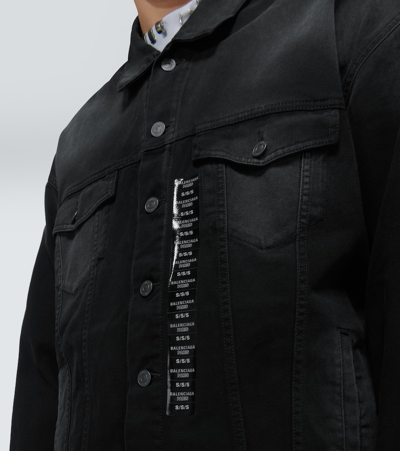 Shop Balenciaga Size Sticker Oversized Denim Jacket In Black