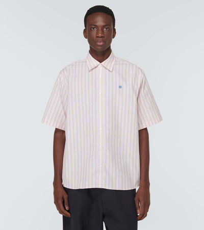 Shop Acne Studios Striped Cotton Shirt In Pink
