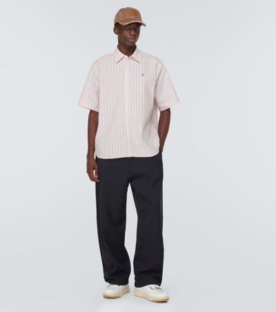 Shop Acne Studios Striped Cotton Shirt In Pink