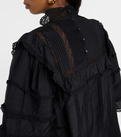 Isabel Marant Zakae Ruffle-trimmed Silk Minidress In Black