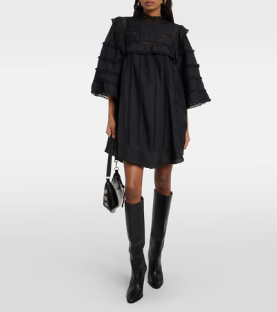 Isabel Marant Zakae Ruffle-trimmed Silk Minidress In Black