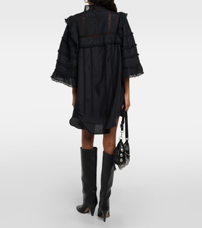 Shop Isabel Marant Zakae Ruffle-trimmed Silk Minidress In Black