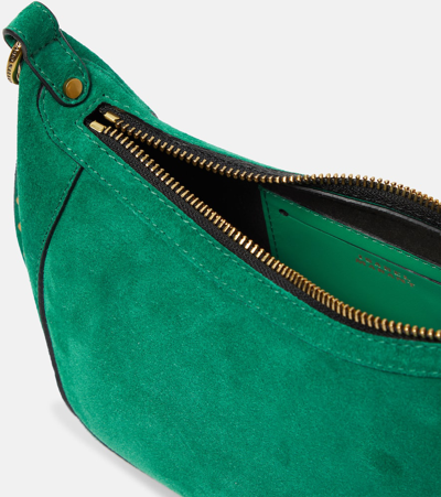 Shop Isabel Marant Oskan Moon Small Suede Shoulder Bag In Green
