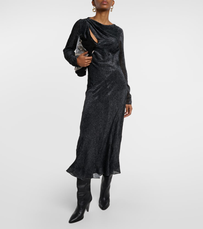 Shop Isabel Marant Sabrina Silk-blend Midi Dress In Black