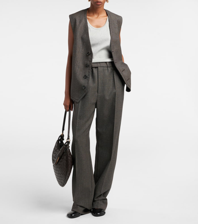 Bottega Veneta Houndstooth Wool Vest In Multicoloured