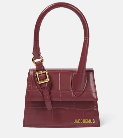 Shop Jacquemus Le Chiquito Moyen Boucle Leather Tote Bag In Red