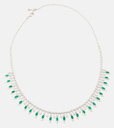 Shop Kamyen 18kt White Gold Choker With Diamonds In Green