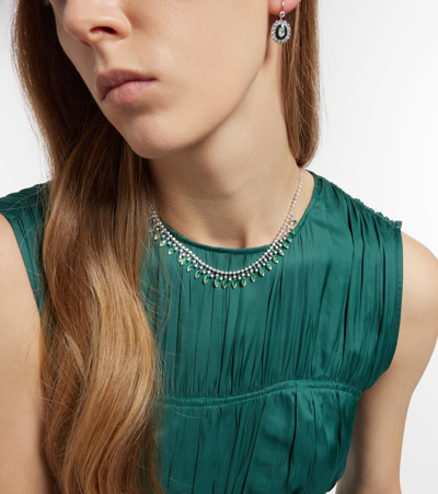 Kamyen 18kt White Gold Choker With Diamonds In Green