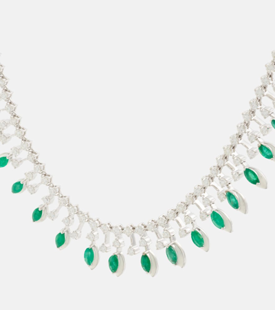 Shop Kamyen 18kt White Gold Choker With Diamonds In Green