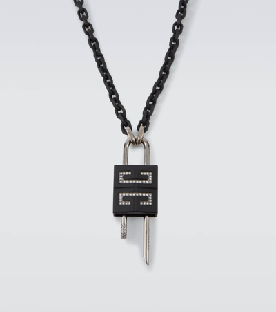 Shop Givenchy Lock Small Necklace In Black