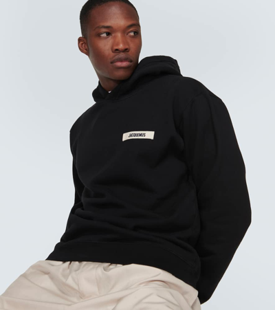 Shop Jacquemus Le Hoodie Gros Grain Cotton Hoodie In Black