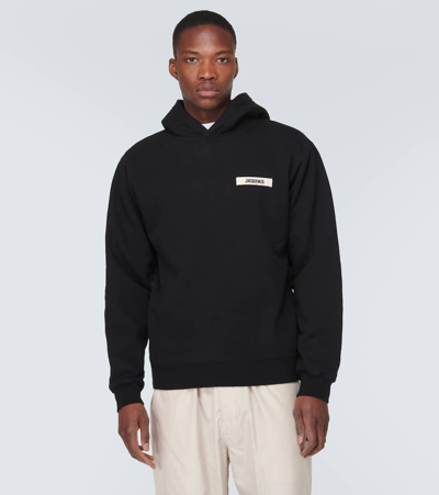 Shop Jacquemus Le Hoodie Gros Grain Cotton Hoodie In Black