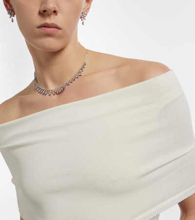 Shop Kamyen Marquise 18kt White Gold And Enamel Choker With Diamonds In Blue