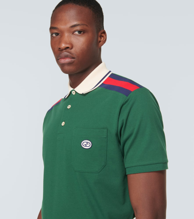 Shop Gucci Cotton Jersey Polo Shirt In Multicoloured