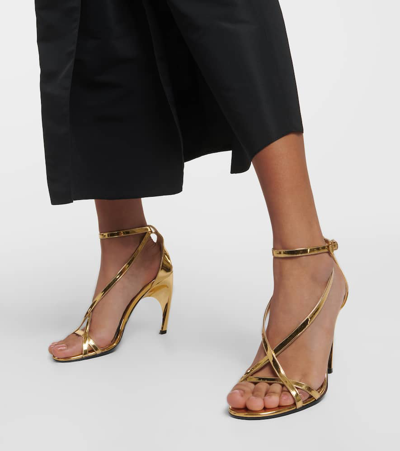 Shop Alexander Mcqueen Armadillo Metallic Leather Sandals In Gold