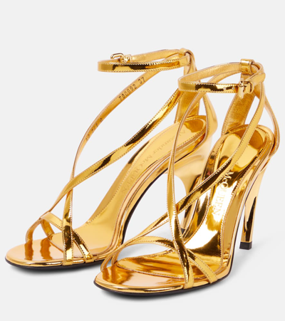 Shop Alexander Mcqueen Armadillo Metallic Leather Sandals In Gold