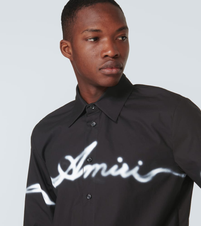 Shop Amiri Smoke Printed Cotton Shirt In Black