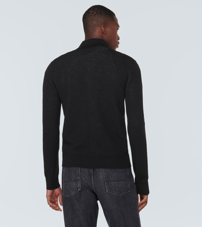 Shop Amiri Repeat Wool Polo Sweater In Black
