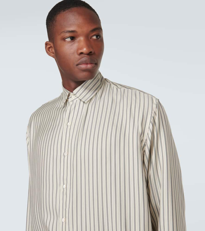 Shop Le Kasha Striped Oversized Linen Shirt In Multicoloured