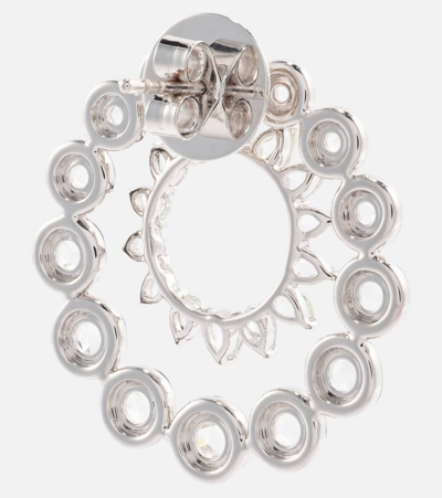 Shop Kamyen Orbit 18kt White Gold Earrings With Diamonds And Enamel In Metallic
